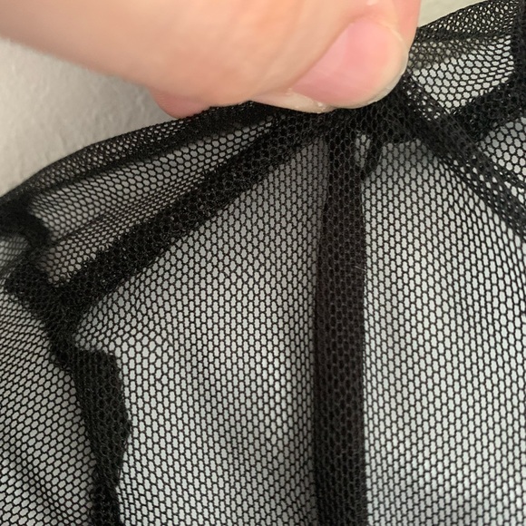 Black long-sleeved mesh and tank mini dress with embroidered red roses NWT - Picture 3 of 10